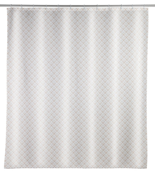 Dusjforheng Cubique polyester beige 180x200 cm forfra