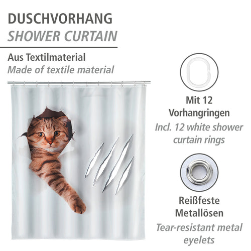 Dusjforheng Cute Cat polyester 180 x 200 cm vaskbart bakside