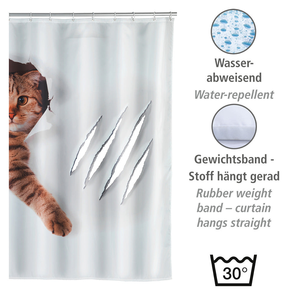 Dusjforheng Cute Cat polyester 180 x 200 cm vaskbart detalj