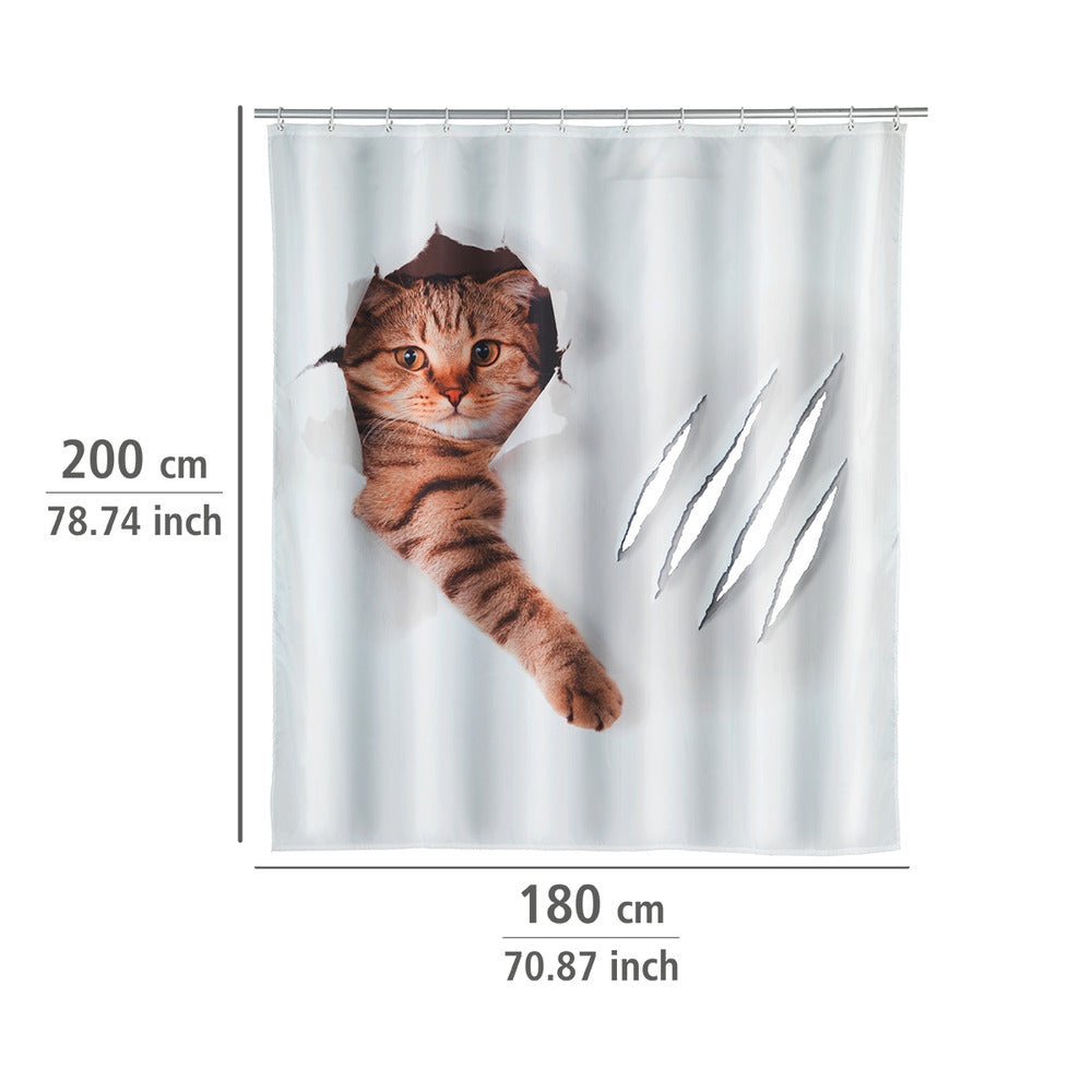 Dusjforheng Cute Cat polyester 180 x 200 cm vaskbart nærbilde
