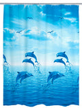 Dusjforheng Dolphin flerfarget PEVA 180 x 200 cm forfra