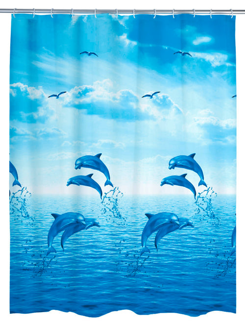 Dusjforheng Dolphin flerfarget PEVA 180 x 200 cm forfra
