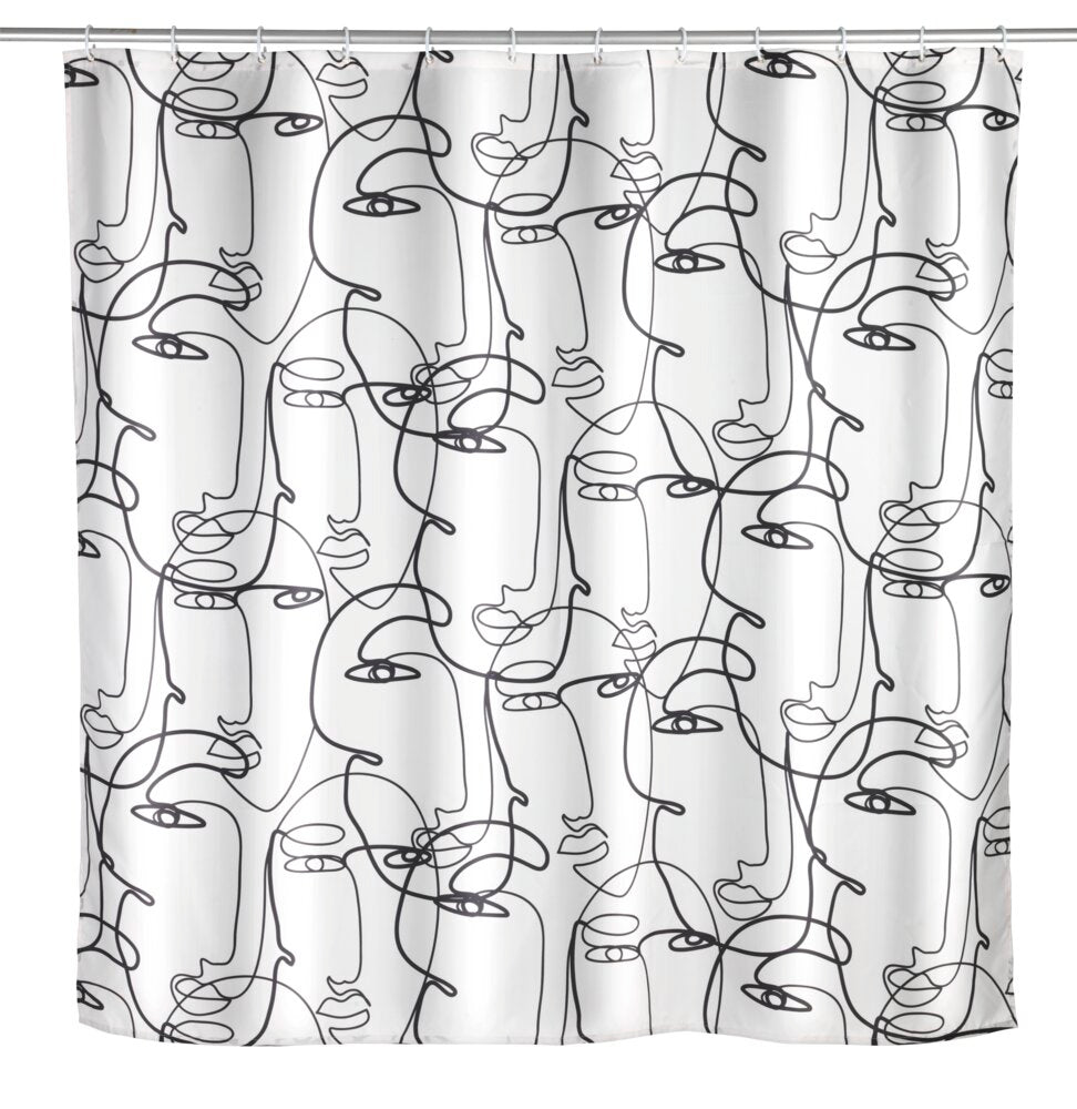 Dusjforheng Faces polyester hvit 180x200 cm antiskimmel forfra