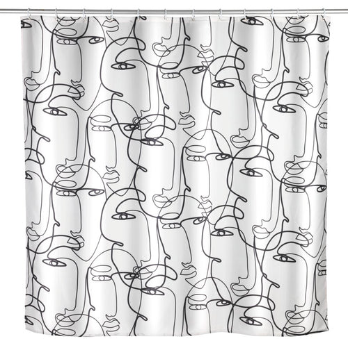 Dusjforheng Faces polyester hvit 180x200 cm antiskimmel forfra