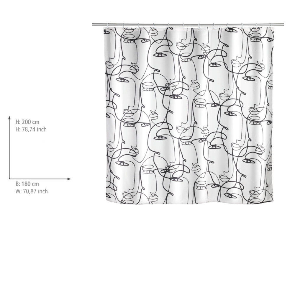 Dusjforheng Faces polyester hvit 180x200 cm antiskimmel detalj