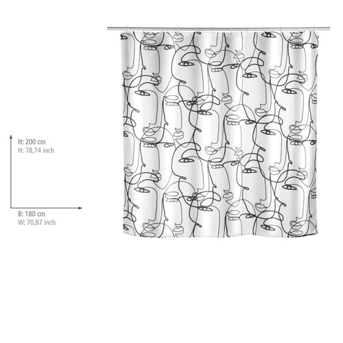 Dusjforheng Faces polyester hvit 180x200 cm antiskimmel detalj