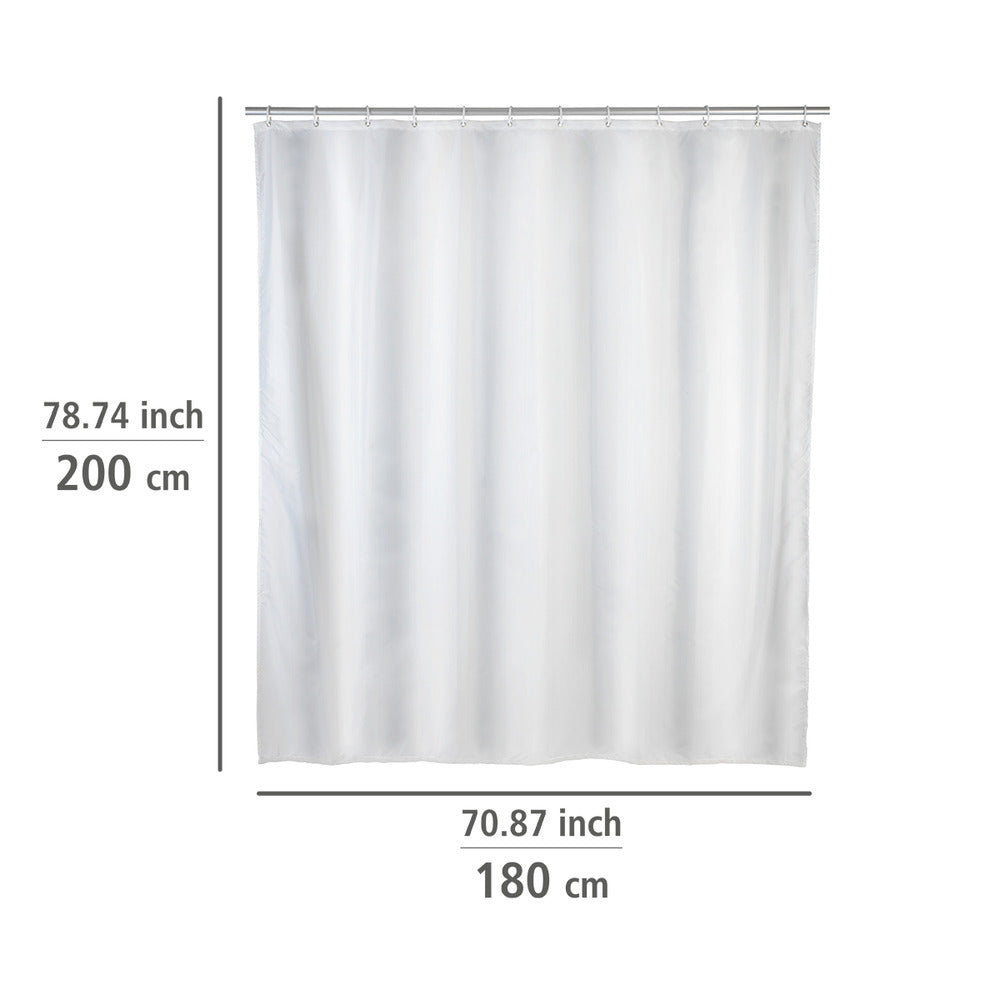 Montert Dusjforheng hvit ensfarget 180 x 200 cm vaskbar polyester i dusj