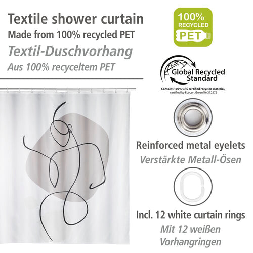 Dusjforheng Ladyline resirkulert polyester bakside