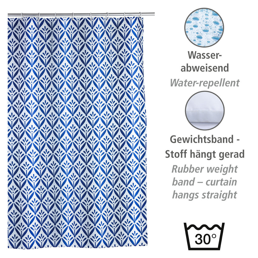 Detalj av Dusjforheng Lorca blått polyester
