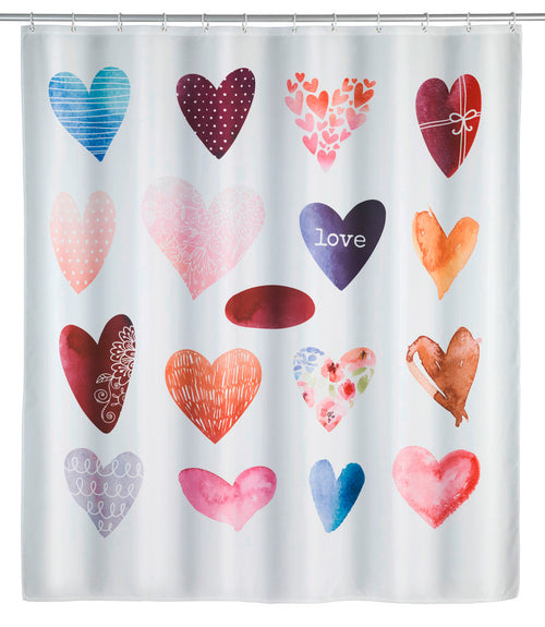 Dusjforheng Love polyester 180 x 200 cm vaskbart forfra