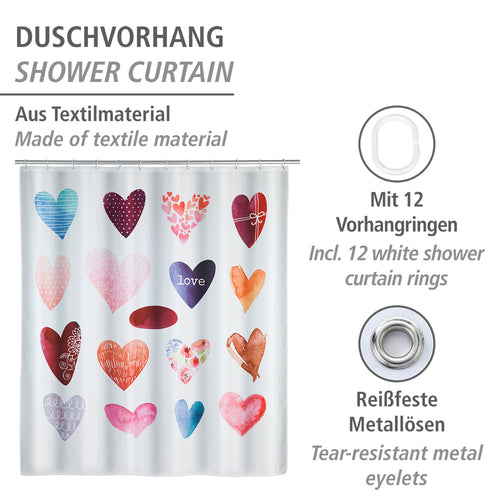 Dusjforheng Love polyester 180 x 200 cm vaskbart bakside