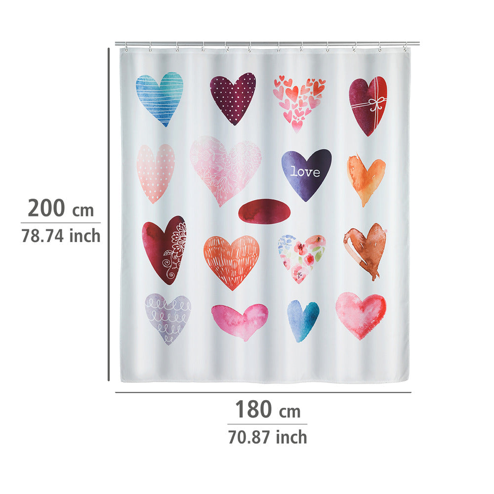 Nærbilde av materiale på Dusjforheng Love polyester 180 x 200 cm vaskbart