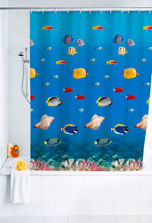 Dusjforheng Ocean flerfarget PEVA 180 x 200 cm bakside