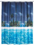 Dusjforheng palmestrand 180 x 200 cm flerfarget forfra