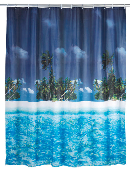 Dusjforheng palmestrand 180 x 200 cm flerfarget forfra