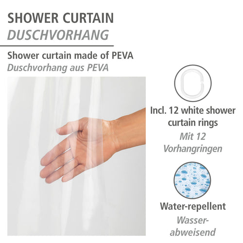 Dusjforheng Salda PEVA transparent 180 x 200 cm bakside