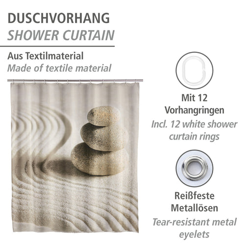 Dusjforheng Sand and Stone 180×200 cm vaskbart bakside
