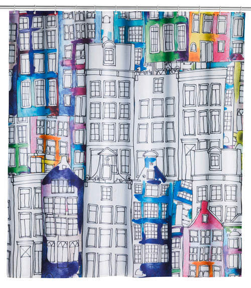 Dusjforheng Sunny City polyester 180 x 200 cm vaskbart forfra
