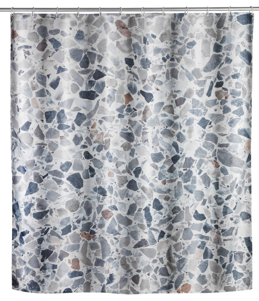 Dusjforheng Terrazzo med 12 ringer resirkulert plast forfra