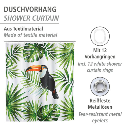 Dusjforheng Tucan polyester 180 x 200 cm bakside