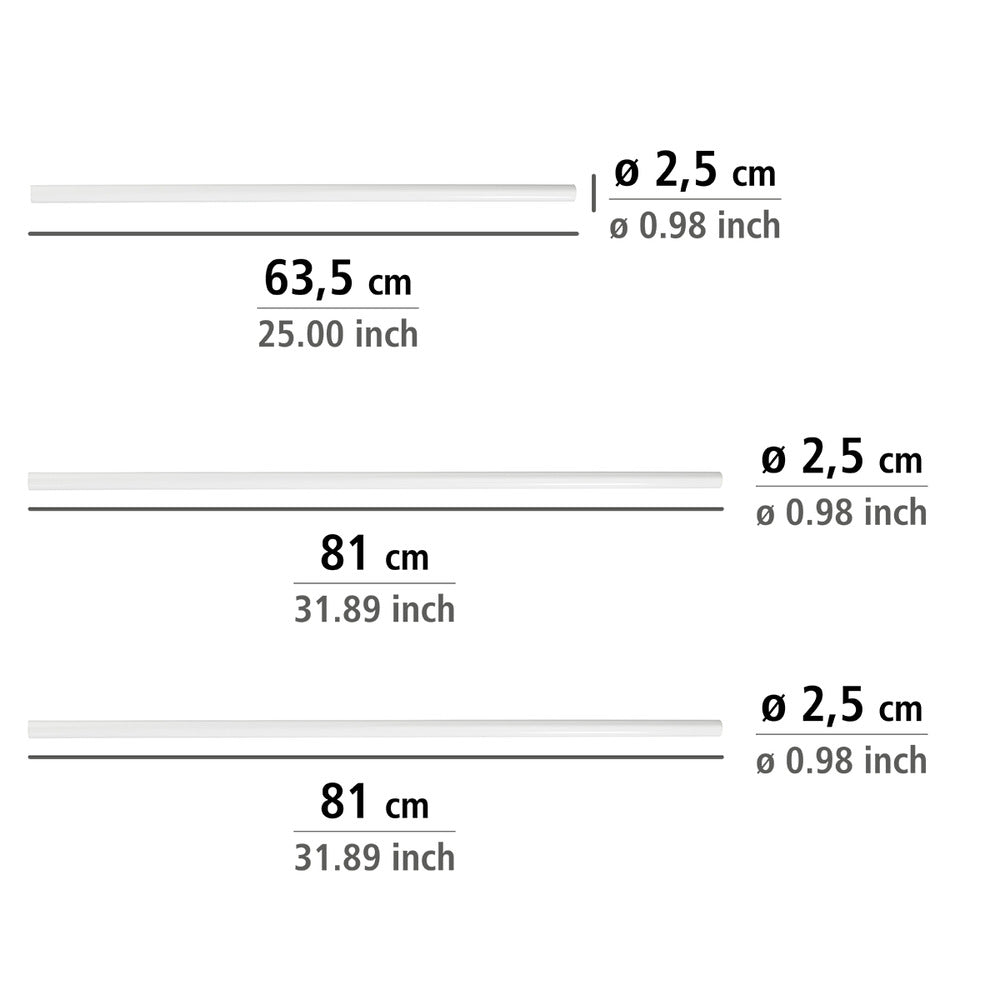 Dusjforhengstang vinkel hvit aluminium 25 mm - WENKO side