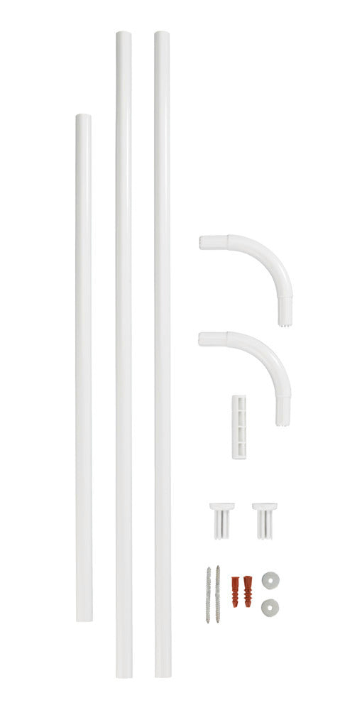 Dusjhjørnestang universal hvit aluminium 20 mm bakside