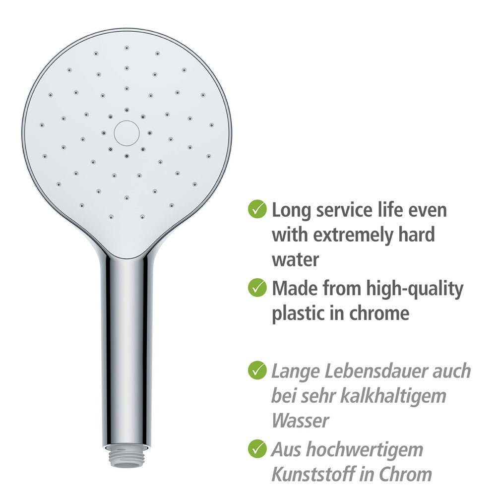 Dusjhode Automatic Cleaning krom Ø 12 cm selvrensende i bruk