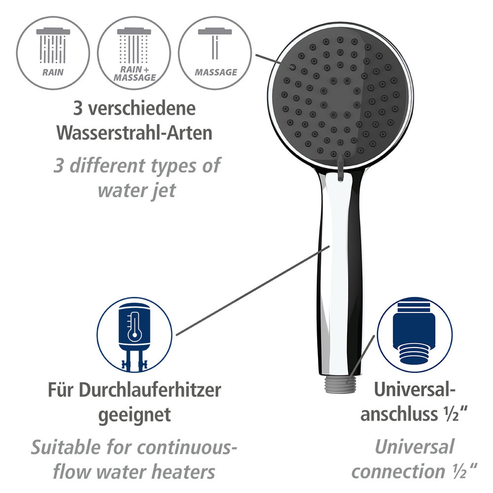 Dusjhode Basic grå Ø 10 cm ABS detalj