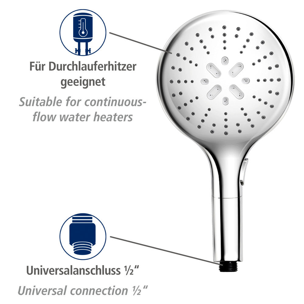 Dusjhode Basic krom Ø 15 cm regndusjeffekt montert i dusj