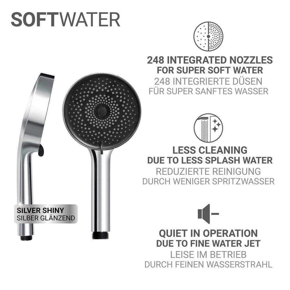 Detaljbilde av Dusjhode Softwater Ø12 cm krom/svart