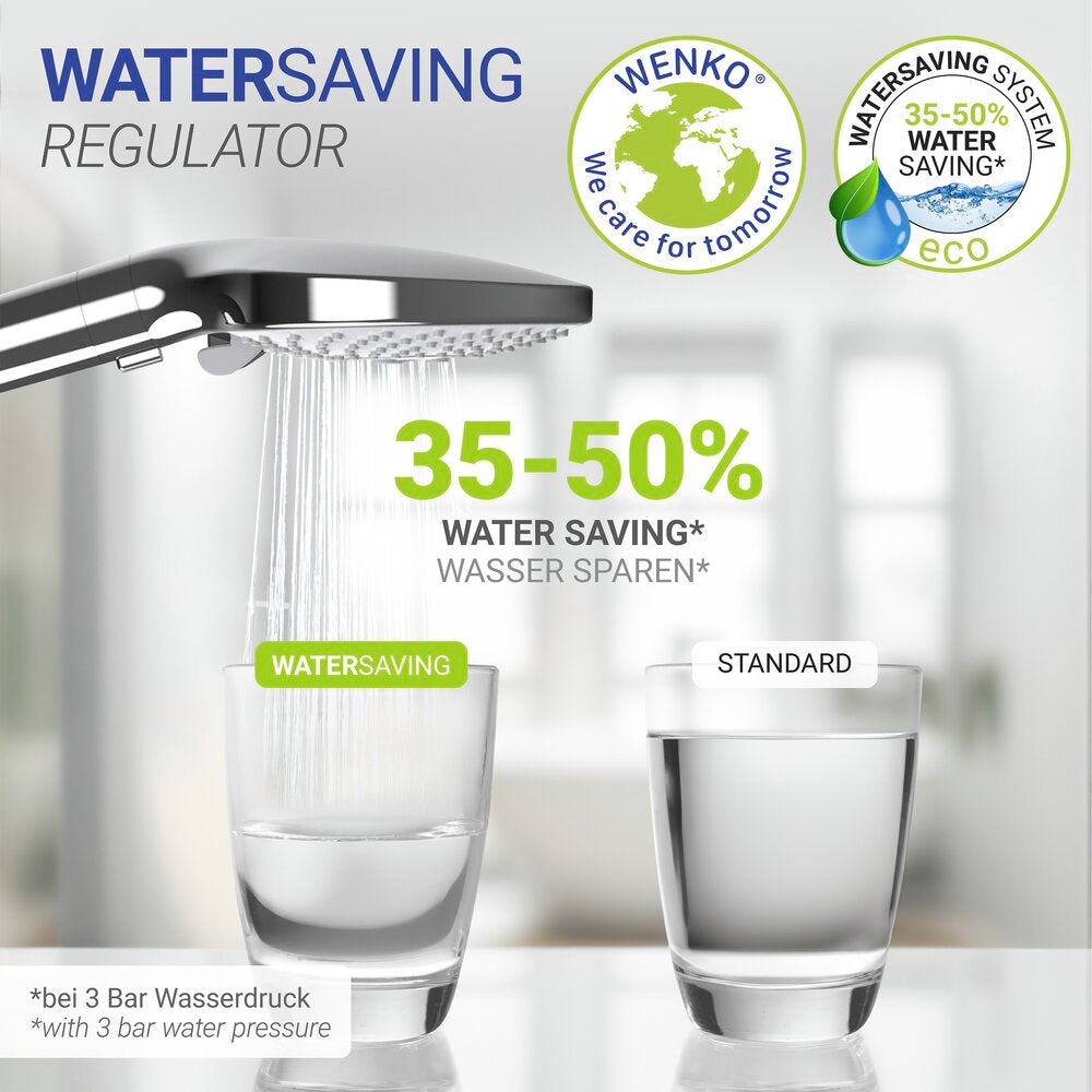 Bakside av Dusjhode WaterSaving Ø12 cm krom/hvit vannbesparende