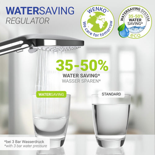 Bakside av Dusjhode WaterSaving Ø12 cm krom/hvit vannbesparende