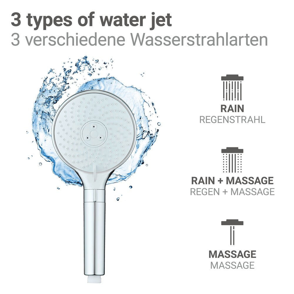 Nærbilde av vannbesparende funksjon på Dusjhode WaterSaving Ø12 cm