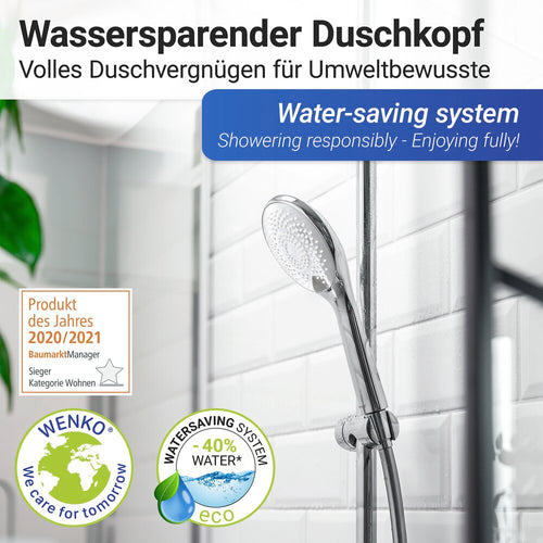 Dusjhode Watersaving krom Ø 11 cm ABS bakside