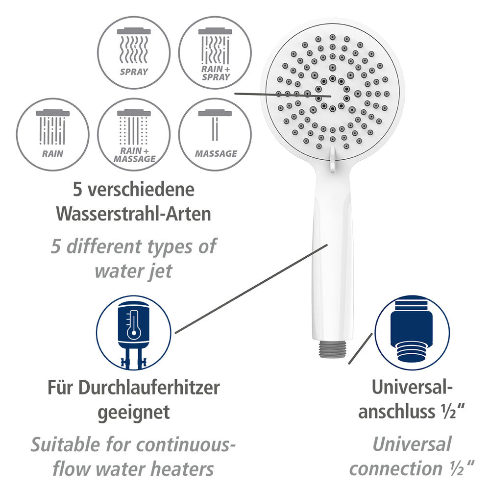 Dusjhode Young hvit Ø 11 cm ABS detalj