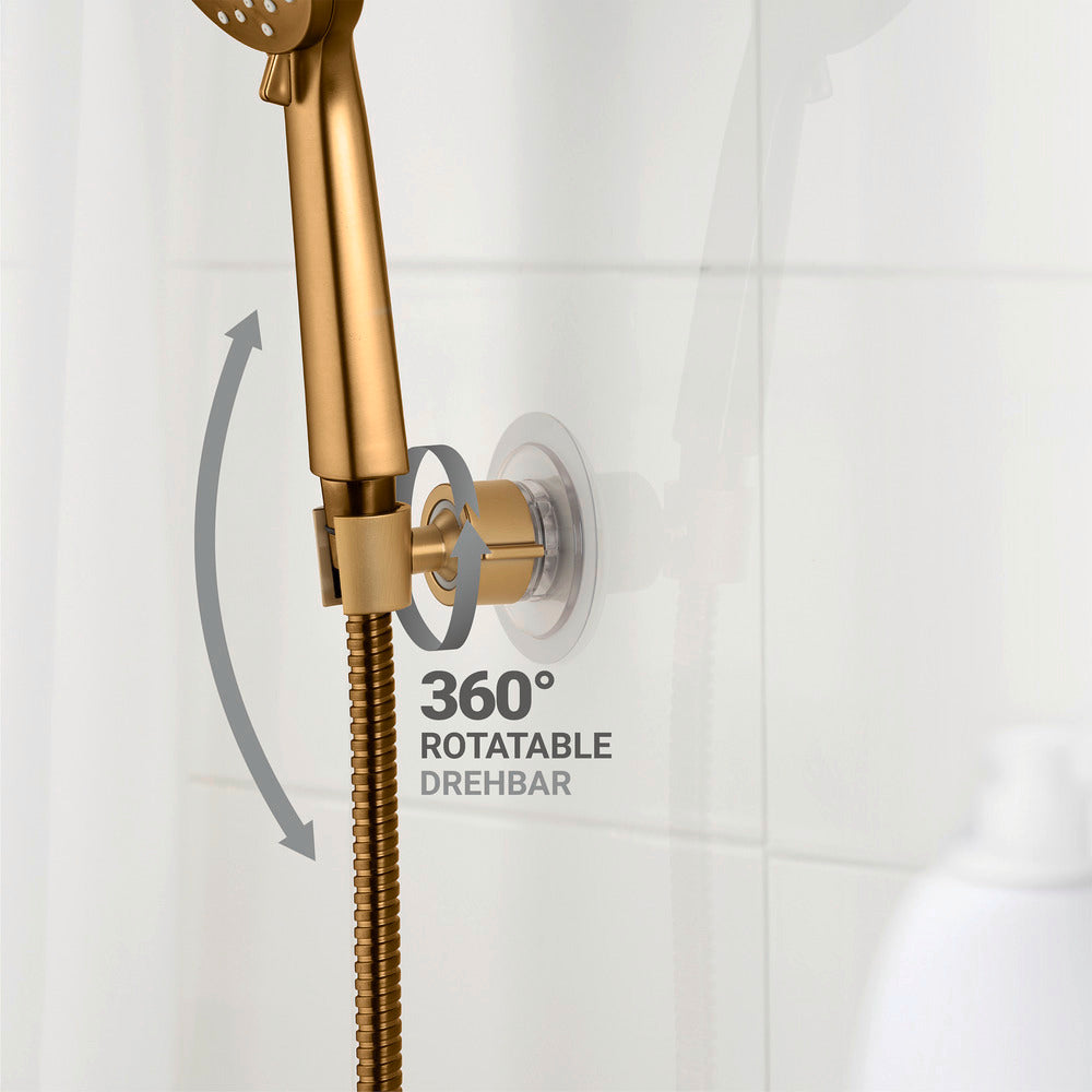 Dusjhodeholder 360° gull uten boring ABS - WENKO montert