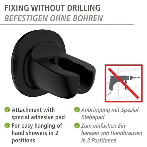 Dusjhodeholder Libertà svart uten boring ABS bakside