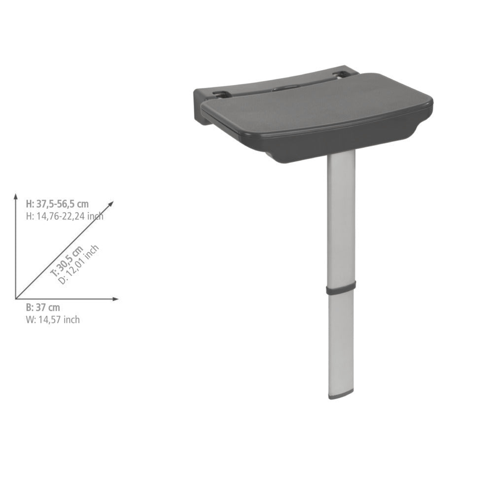 Nærbilde av festemekanisme på Dusjklappsete aluminium grå 120 kg bæreevne Secura Premium Wenko