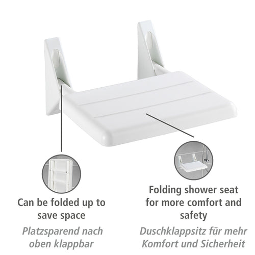 Dusjklappsete Secura aluminium 120 kg bæreevne hvit bakside
