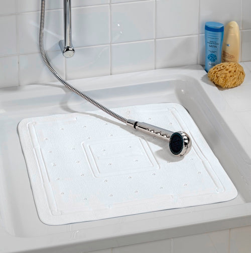 Dusjmatte Florida hvit sklisikker PVC bakside med gumminopper