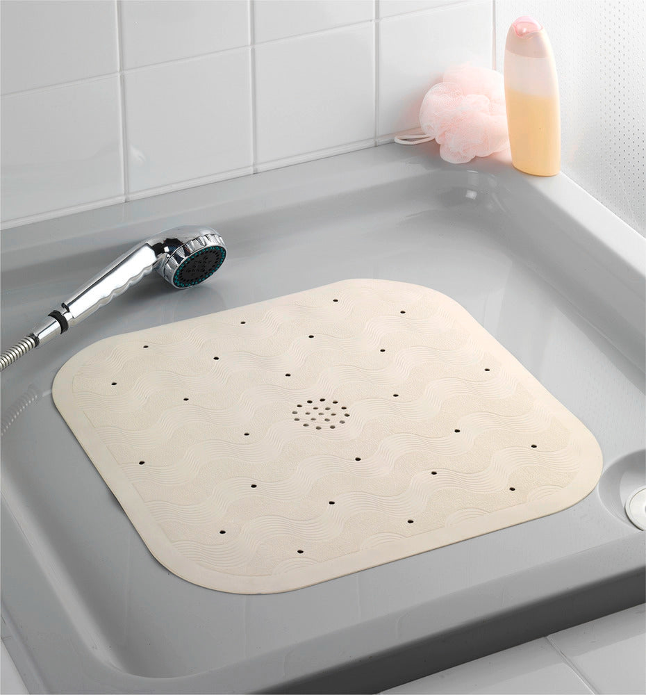 Oversikt over dusjmatte naturgummi beige med sugekopper