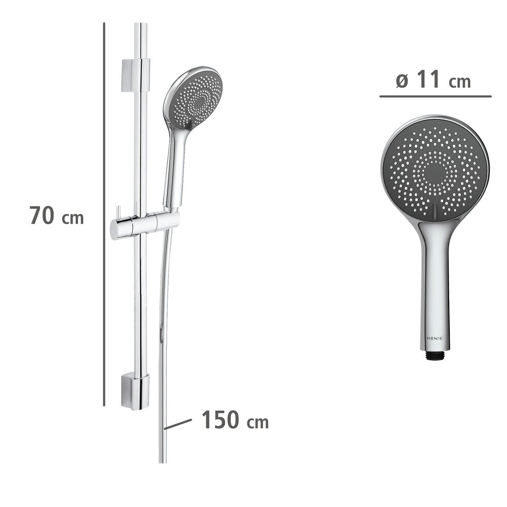Dusjsett vannbesparende krom 70 cm rustfritt stål innstilling
