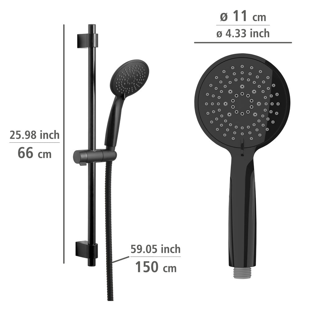 Hånddusj fra Dusjsett Young svart 66 cm rustfritt stål
