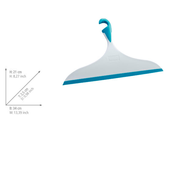 Dusjskrape XXL Loano hvit-lyseblå med krok plast detalj