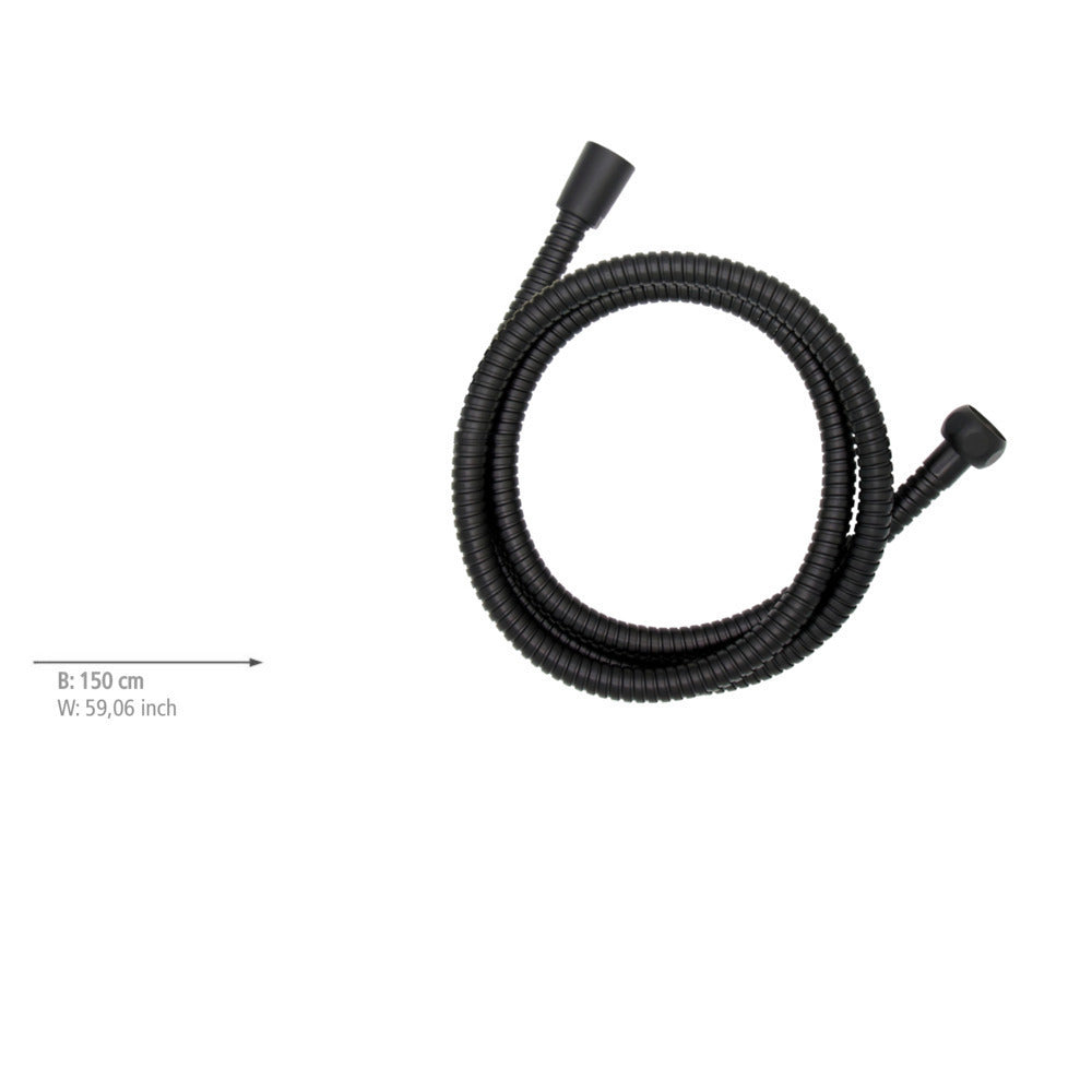 Montert Dusjslange rustfritt stål svart 150 cm Wenko