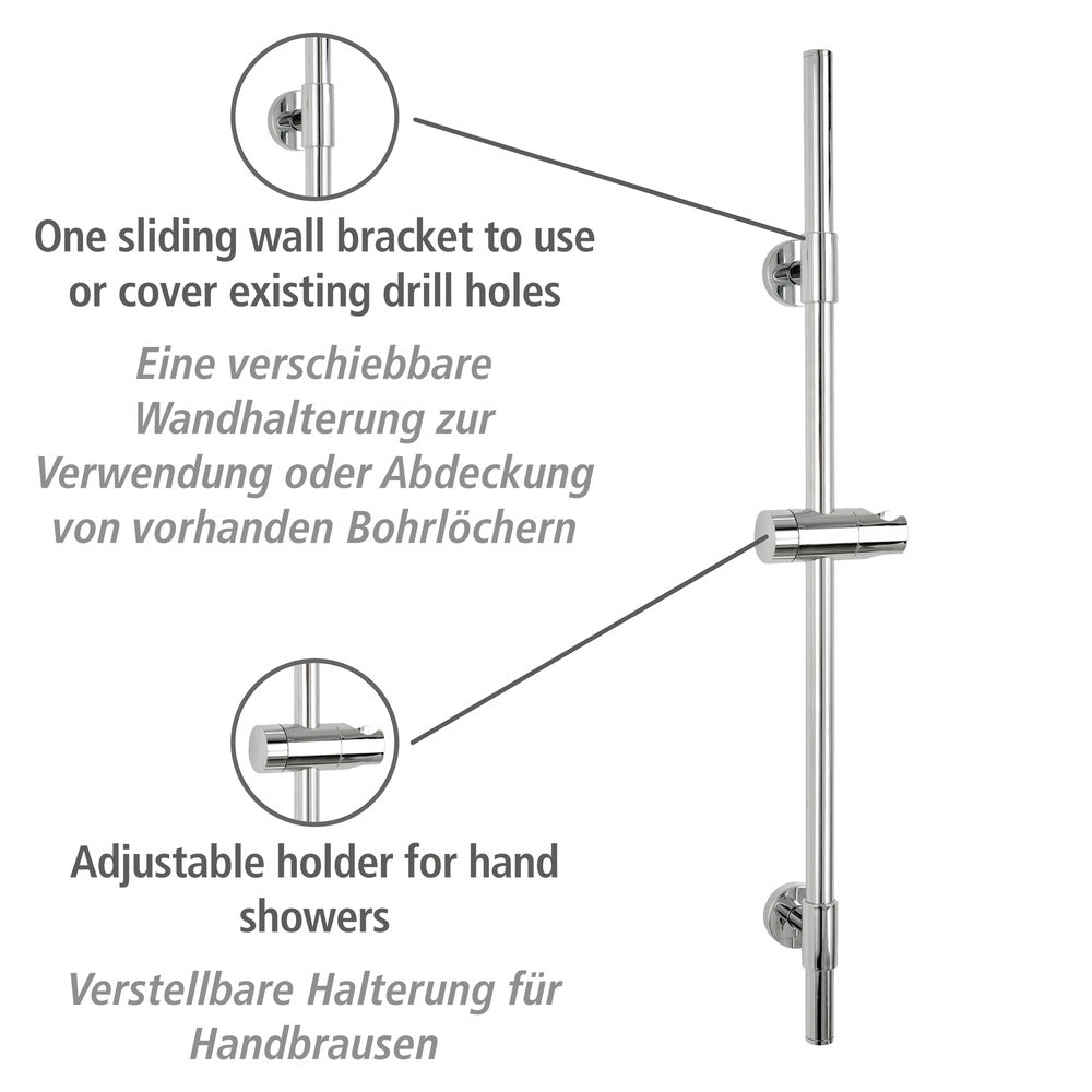 Dusjstang krom rustfritt stål 66 cm - Wenko bakside