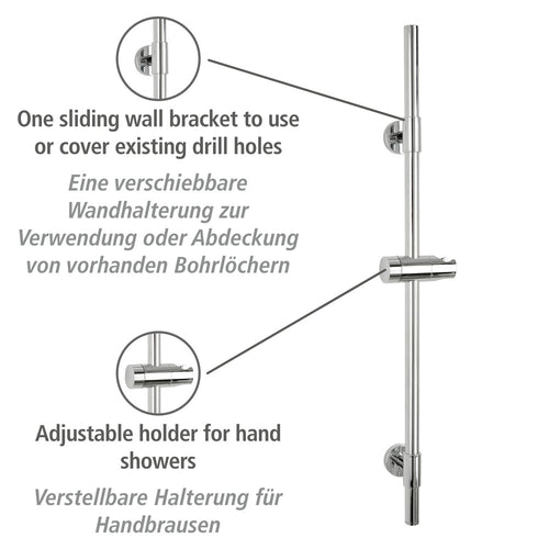Dusjstang krom rustfritt stål 66 cm - Wenko bakside