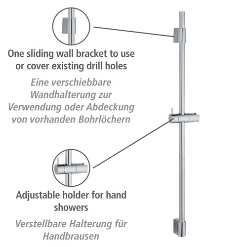 Dusjstang krom rustfritt stål 90 cm - Wenko bakside