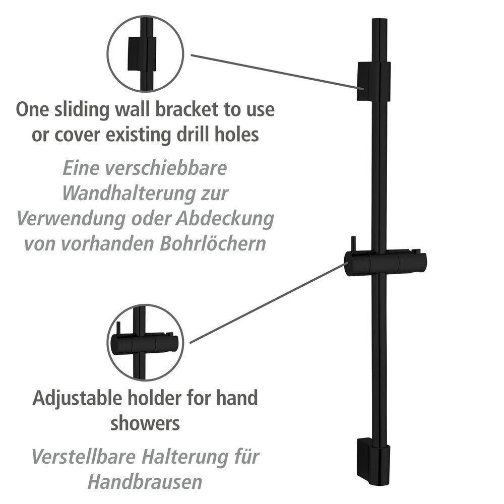Dusjstang svart matt rustfritt stål 70 cm - Wenko bakside