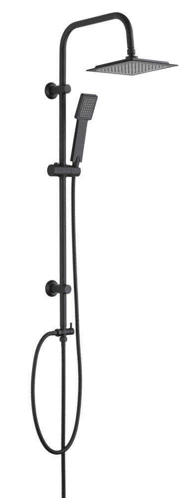 Dusjsystem Quadro svart matt med regndusj for moderne bad